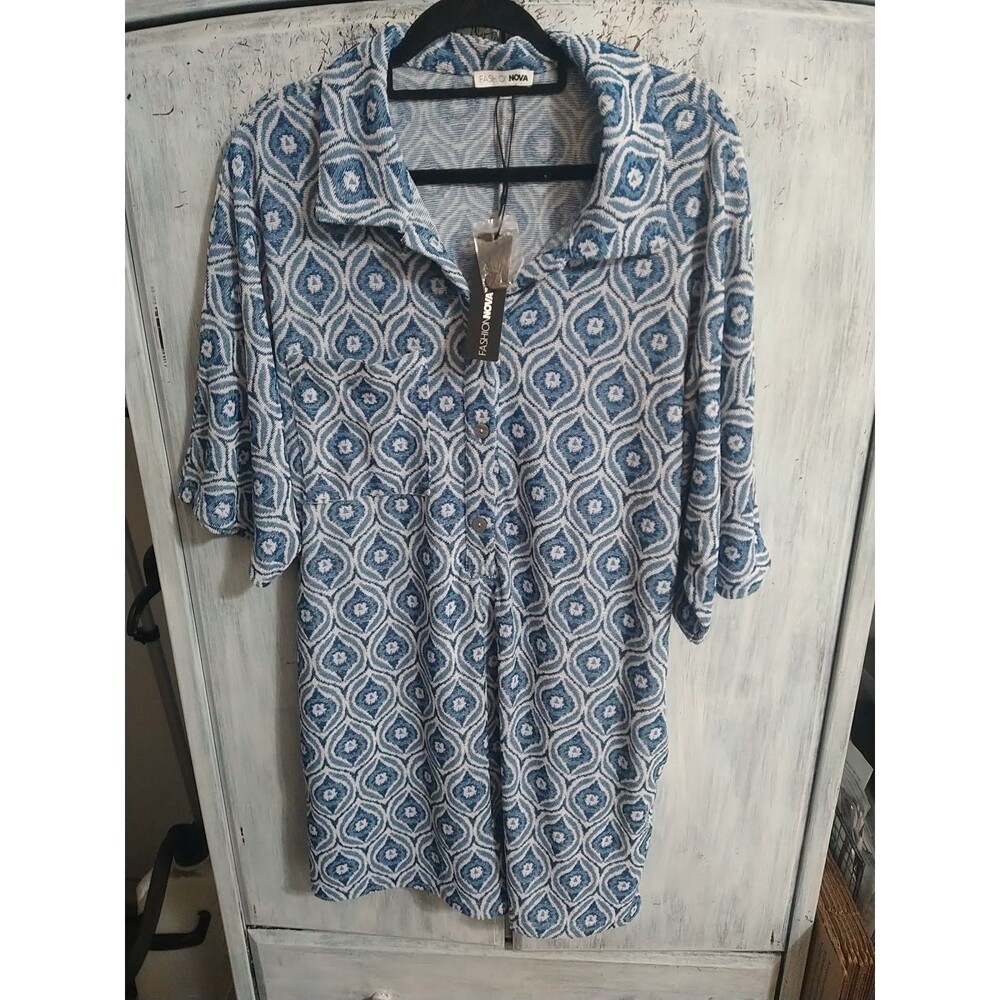 fashion nova jumpsuit Romper Boho Cottage Core Beachy 2x Blue
